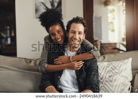 Image, Stock Photo Happy couple hugging in cactus park