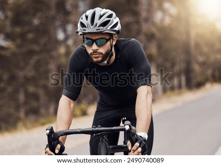 Similar – Image, Stock Photo Man cycling in a park race