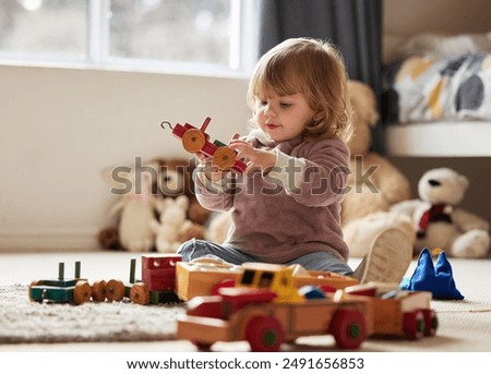 Similar – Image, Stock Photo Little girl playing in the fields