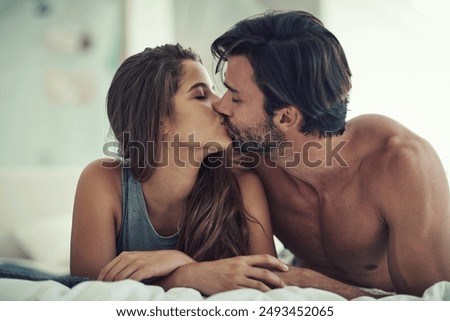Similar – Image, Stock Photo Couple kissing in the countryside embraced. Boyfriend and girlfriend in love
