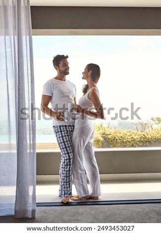 Similar – Image, Stock Photo Relaxed man on balcony with dog