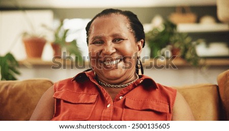 Similar – Image, Stock Photo Smiling black woman in headset watching smartphone on street