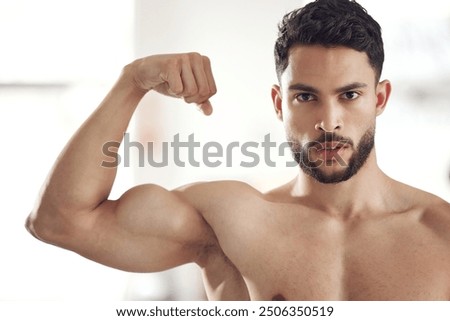 Similar – Image, Stock Photo Man shows biceps Biceps