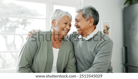 Similar – Image, Stock Photo Senior Couple At Home Sitting On Sofa And Using Mobile Phone Together