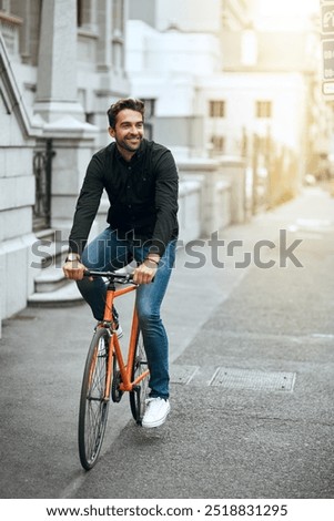 Similar – Image, Stock Photo Bicycle ride in the evening in the forest, in almost setting sunshine.