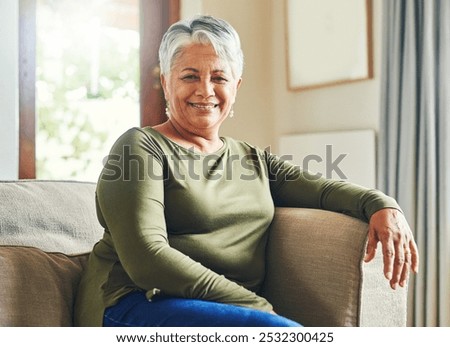 Similar – Image, Stock Photo Relaxed senior woman at home by the window