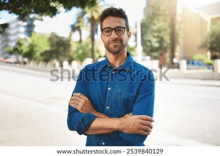 Similar – Image, Stock Photo A man with a saw cuts a branch of a blooming apple tree