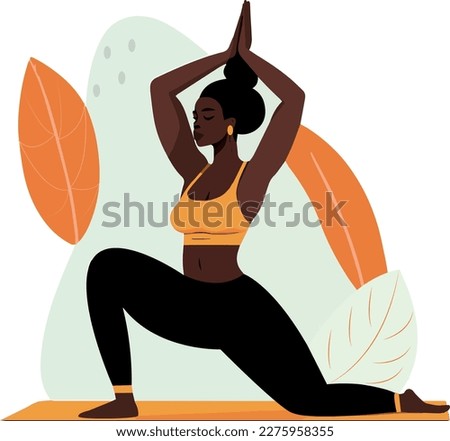 Similar – Image, Stock Photo Girl who practices yoga at home. Concept of health.