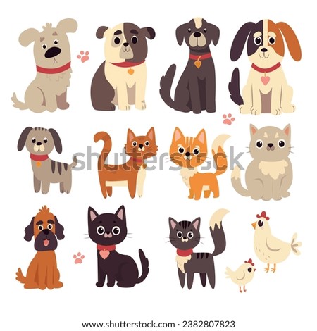 pet set . cats and dogs set. cat . dog. vector illustration of petsx