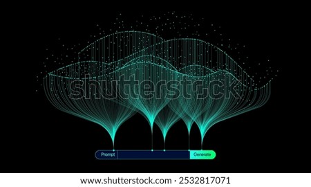 Illustration of abstract stream information with line and dot. Big data, technology, AI, data transfer, data flow, generative ai, large language model background