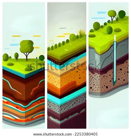 vector illustration of group underground layer of earth.