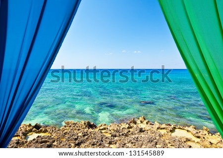 Windows view of Caribbean Sea from the Cayman Islands