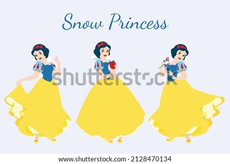 Snow white vector illustration design is suitable for fairy tale cartoon character princess fairy tale day children's book