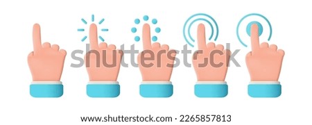 Cute cartoon hand 3D icon vector illustration - Touch or click icon stock vector design. 3d hand pointing icon design. Social media.  Isolated on white background. 3d vector illustration