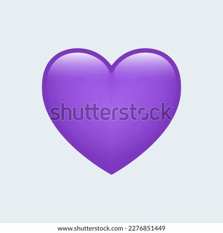 Purple heart emoji isolated on white background. Emoticons symbol modern, simple, vector, printed on paper. icon for website design, mobile app, and UI. Vector Illustration