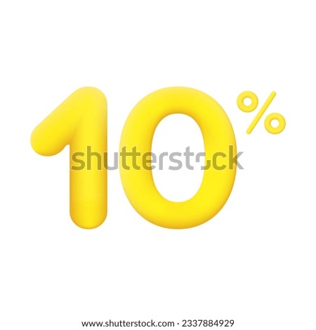 Yellow 10 percent discount vector illustration 3d mega loyalty. 10 percent bonus marketing discount. 