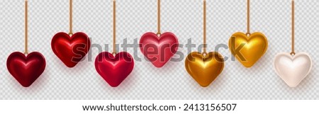 Similar – Image, Stock Photo Three hanging hearts