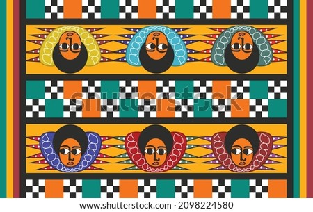 Ethiopian ortodox church Colourful Angels face and wing Pattern. church wall and ceiling paint arts in northern ethiopia. illustration. high quality vector.