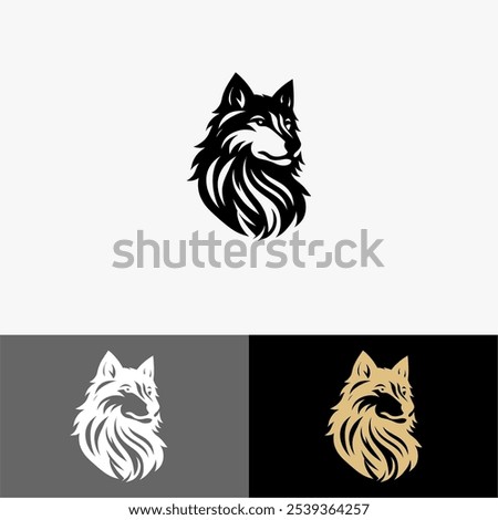 Icon Logo wolf vector silhouette black and white 