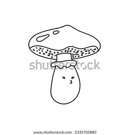 Funny happy cute smiling mushroom porcini.Vector flat doodle character illustration kawaii icon.Isolated on white background. Mushroom small porcini,boletus,edible logo character concept