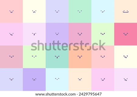 Cartoon Facial Expressions Set on isolated background. Trendy faces in Square. Big Collection of varied cartoon faces showing multiple emotions. Vector illustration