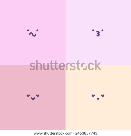 Colorful cartoon character face circle avatar illustration set. Set of Cute Faces. Avatars in pastel colors. Face expression isolated vector icons, funny cartoon emoji sad, fall in love and smile