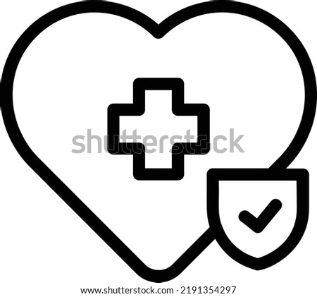 Health Insurance Icon With Outline Style, Insurance Sign And Symbol Isolated On White Background