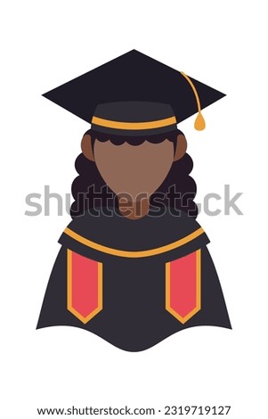 Graduate Student cartoon avatar on white background elements. Graduating Student Illustration.  Vector people illustration.