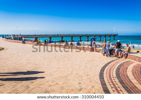 Port Elizabeth, South Africa - 18 JANUARY 2015, Look at the people on the beach waterfront of Port Elizabeth