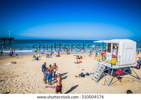 Port Elizabeth, South Africa - 18 JANUARY 2015, Look at the people on the beach waterfront of Port Elizabeth