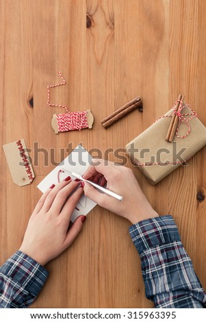 Woman crafting for christmas