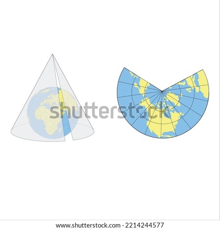 Map Information, plane projection method, konik, düzlem projeksiyon yöntemi, geography Stock foto © 
