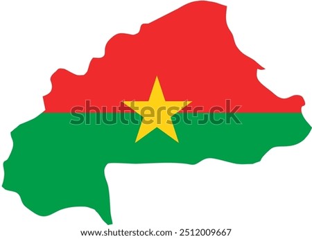 National flag of burkina faso. map with flag of burkina faso