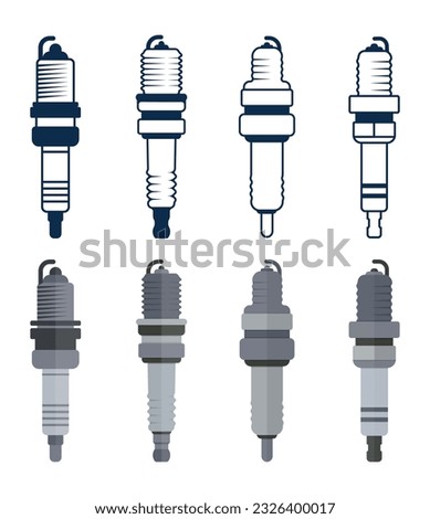 Vehicle Spark Plug Illustrations Vector Design Collections With White Background. 2D Minimal Vector With Hi-Quality Free Design. Vehicle Spark Concept Is Device Service, Electrical Spark Vector. 