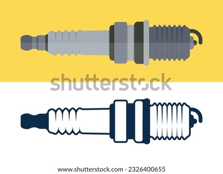 Vehicle Spark Plug Illustrations Vector Set With White Background. 2D Minimal Vector With Hi-Quality Free Design. Vehicle Spark Concept Is Device Service, Electrical Spark Vector.