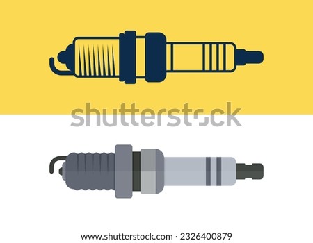 Vehicle Spark Plug Illustrations Vector Set. 2D Minimal Vector With Hi-Quality Free Design. Vehicle Spark Concept Is Device Service, Electrical Spark Vector.