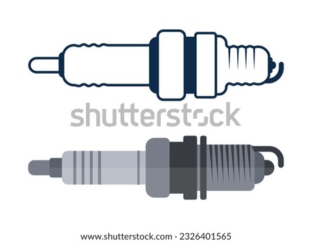 Best Vehicle Spark Plug Illustrations. With White Background And Yellow. 2D Minimal Vector With Hi-Quality Free Design. Vehicle Spark Concept Is Device Service, Electrical Spark Vector.