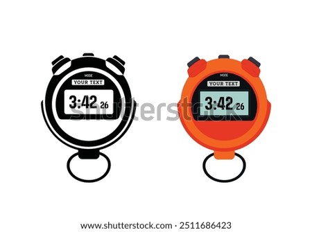 Stopwatches Clip Art Vector Illustrations Set, Timekeeping A Study in Form and Function, Measuring Time, Chronometer Styles Through Time Isolated Outline Icon Set.