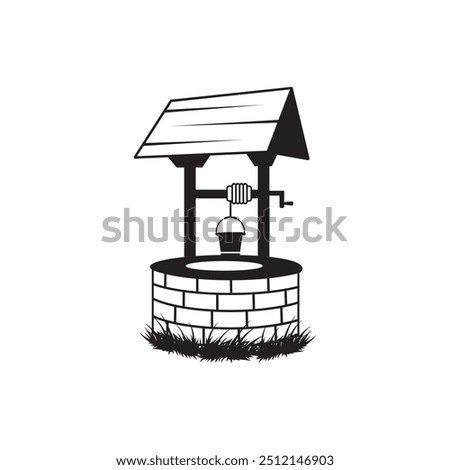 Well Vector Collection Set, Eye-Catching well Water Vector Illustration Isolated And Outline Vector, Water Well With Wooden Bucket, Vector Old Ancient Village Water Tank. Water Supply Well Drawing.