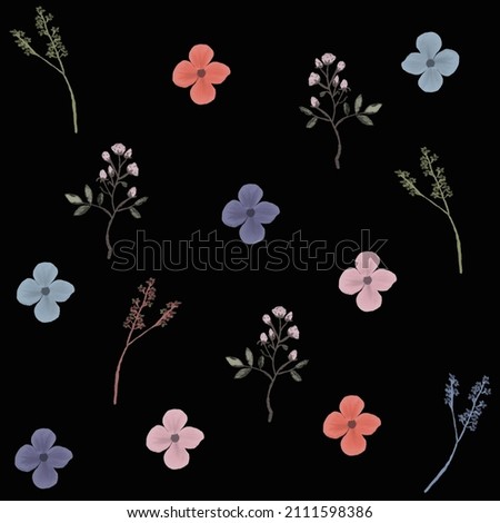 Abstract Flowers Plant Branches Pattern Design Trendy Colors Monochrome Background