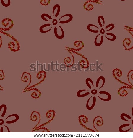 Abstract Flowers  Pattern Design Trendy Colors Monochrome Background