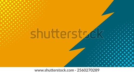 Abstract color background divided by diagonal. Vector illustration, The background is divided into two colors with halftone dots.	