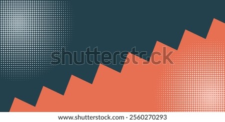 Abstract color background divided by diagonal. Vector illustration, The background is divided into two colors with halftone dots.	