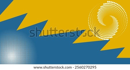 Abstract color background divided by diagonal. Vector illustration, The background is divided into two colors with halftone dots.	