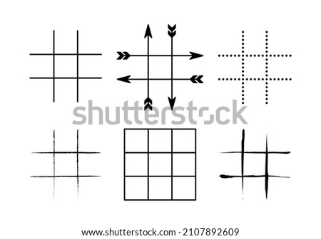 Tic Tac Toe Grids Arrows Game Board 3x3 Hand Drawn Game Board
