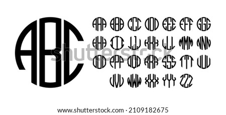 Circle monogram letters Circle monogram alphabet Round Lettering Circle monogram font vector file