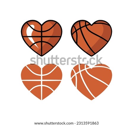 Heart Shaped Basketball Ball Set Logo Icon