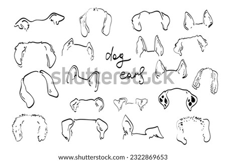 Pet dog Ears tattoo Outline Drawing doodle sketh vector icon illustration