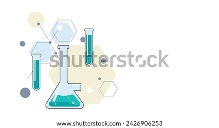 Vector Hand drawn Science chemistry, biology, medical banner laboratory. Vector illustration in a flat doodle style.