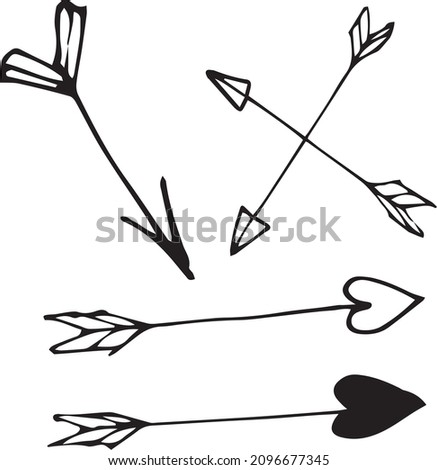 doodle illustration of cupid arrows for valentine's day. vector illustration